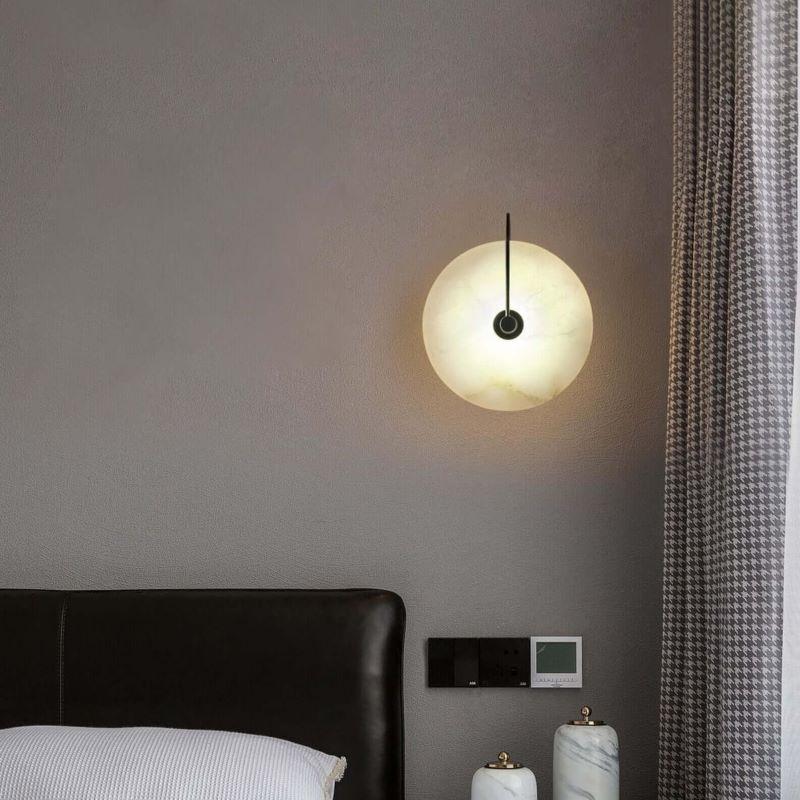 Arisha Round Bedside Wall Light, Artificial Marble, Gold & Black