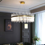 Kristy Modern Round/Rectangular Chain Chandelier, Gold