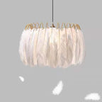 O'Moore Elegant Feather Pendant Light, Black/White, Bedroom/Living Room