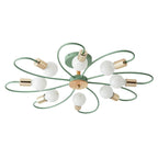 Arisha Elegant Metal/Glass Flush Mount Ceiling Light, Grey/Green