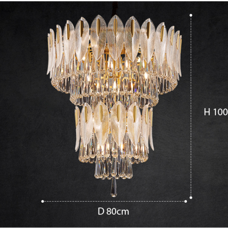 Arisha Luxury Feather Crystal Chandelier, Living Room