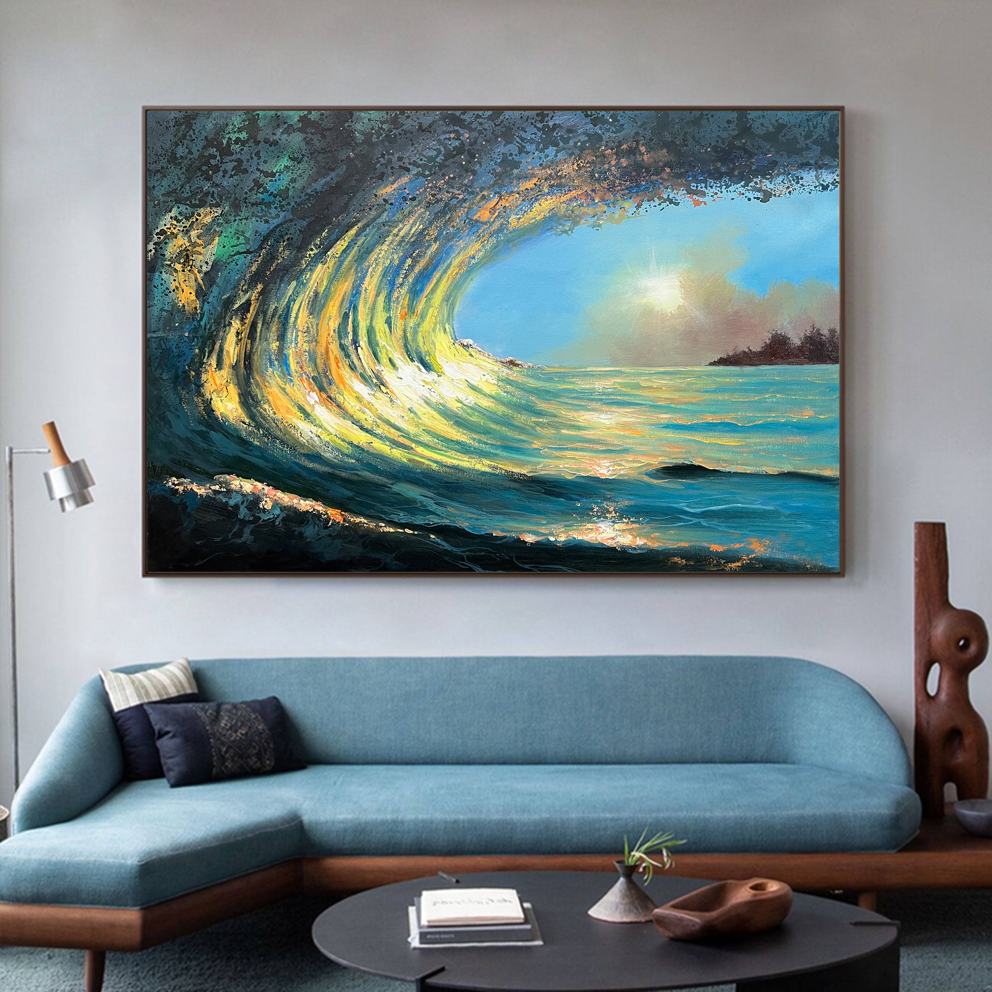 Luminous Wave Seascape Oil Painting Horizontal