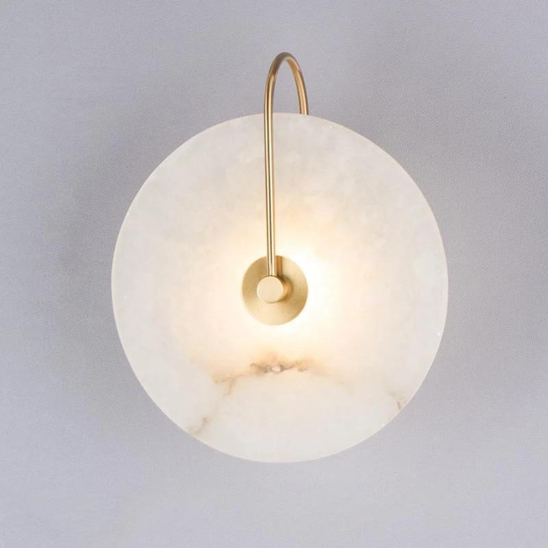 Arisha Round Bedside Wall Light, Artificial Marble, Gold & Black