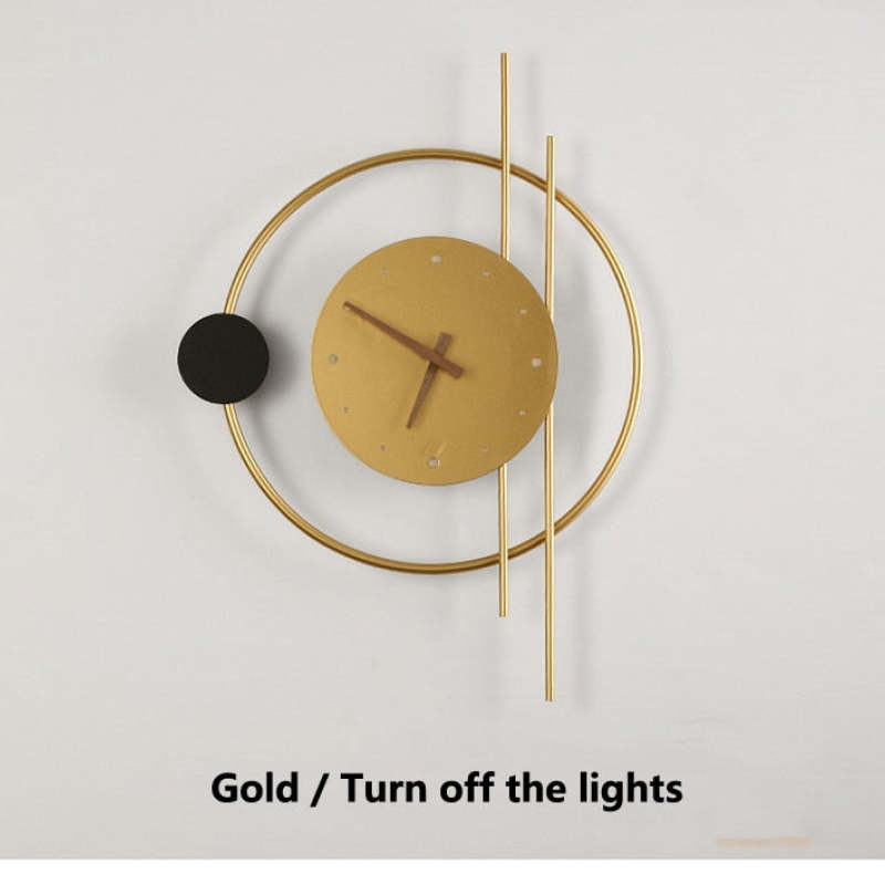 Arisha Wall Lamp Clock, Black & Gold