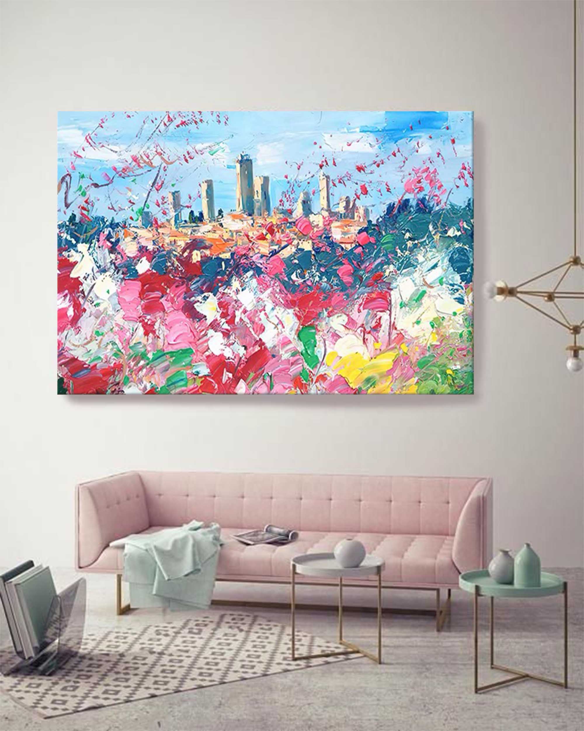 Floral Impressionist Cityscape Oil Painting