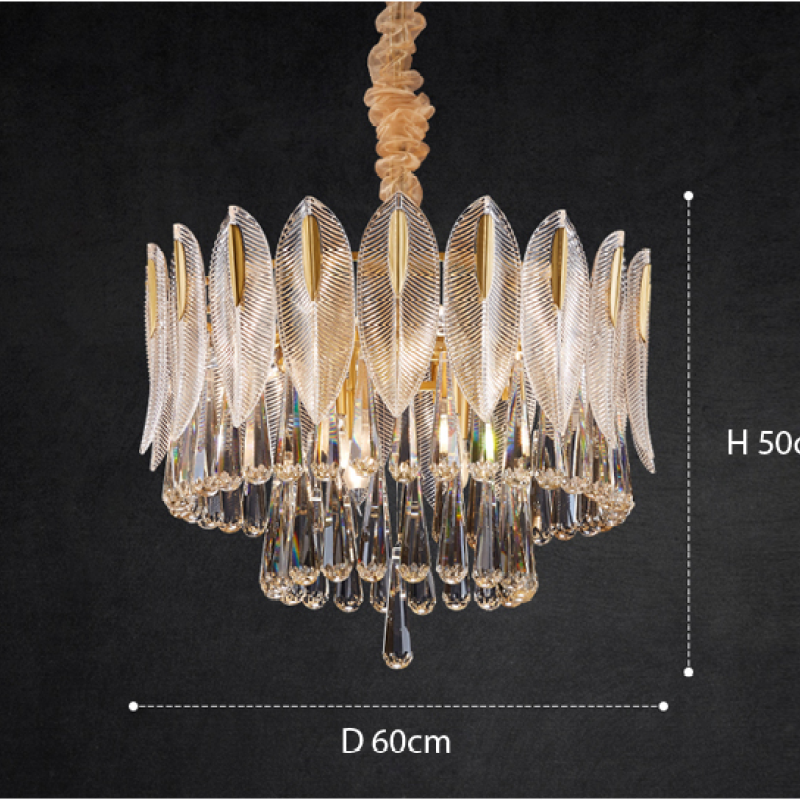 Arisha Luxury Feather Crystal Chandelier, Living Room