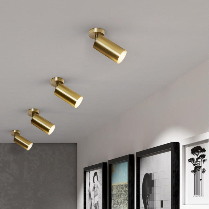 Aria Moderno Gold Cylinder Spotlight Background Flush Mount Ceiling Light, Metal