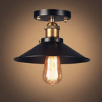 Austin Industrial Cone Metal Ceiling Light, Black