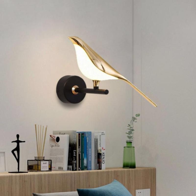 Arisha Minimalist Magpie Bird Metal Wall Lamp, Bedroom