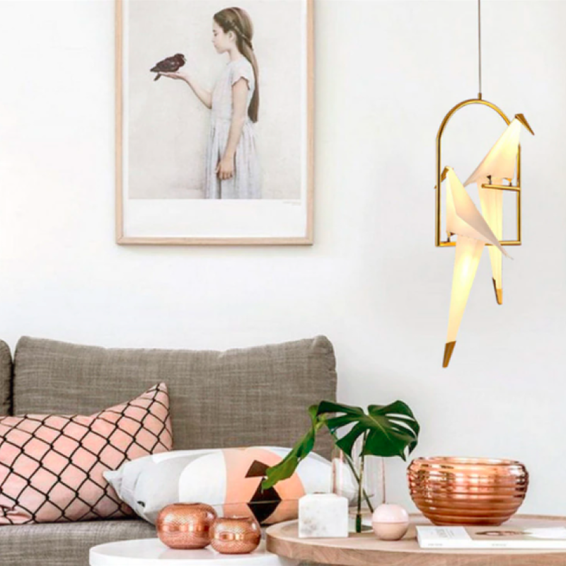 Arisha Modern Nordic Post Modern Bird Pendant Light, White/Clear
