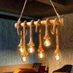 Silva Vintage Wood/Rope Pendant Light, Living Room