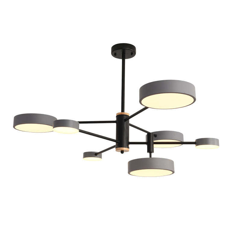 Arisha Pendant Light LED, Metal & Wood, Grey/White/Gold