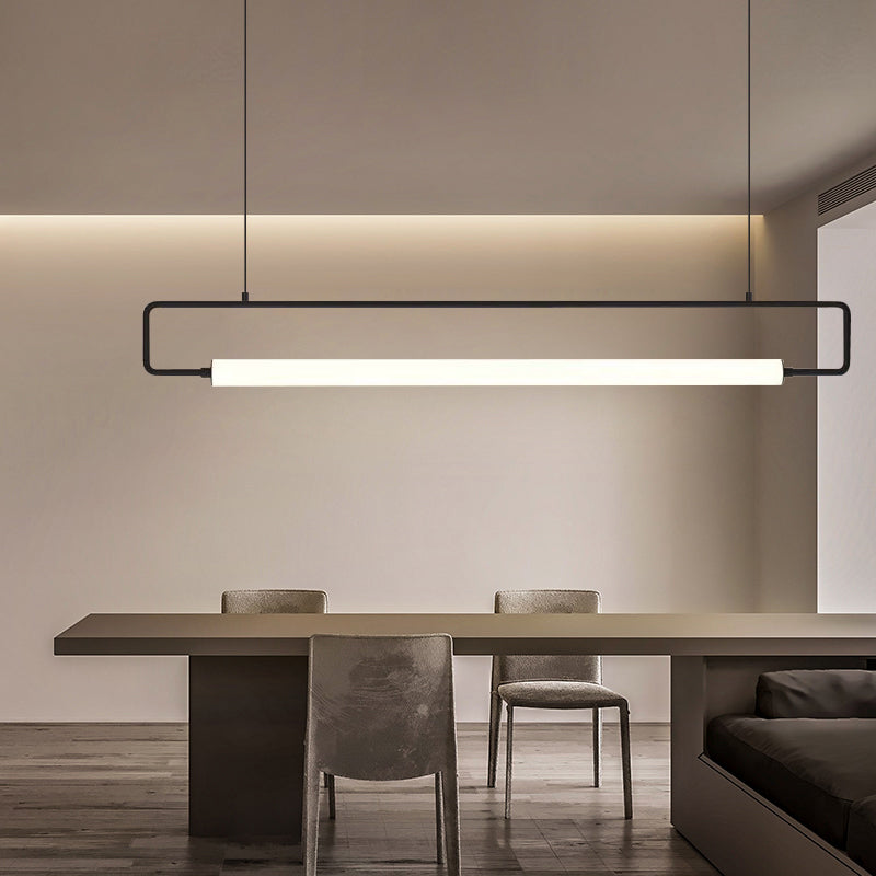 Arisha Modern Minimalist Rectangular Linear Pendant Light, Gold/Black