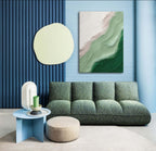 Textured Green Landscape Oil Painting 3D Wave