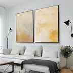 Minimalist Diptych Wall Art Warm Neutrals Gold Leaf