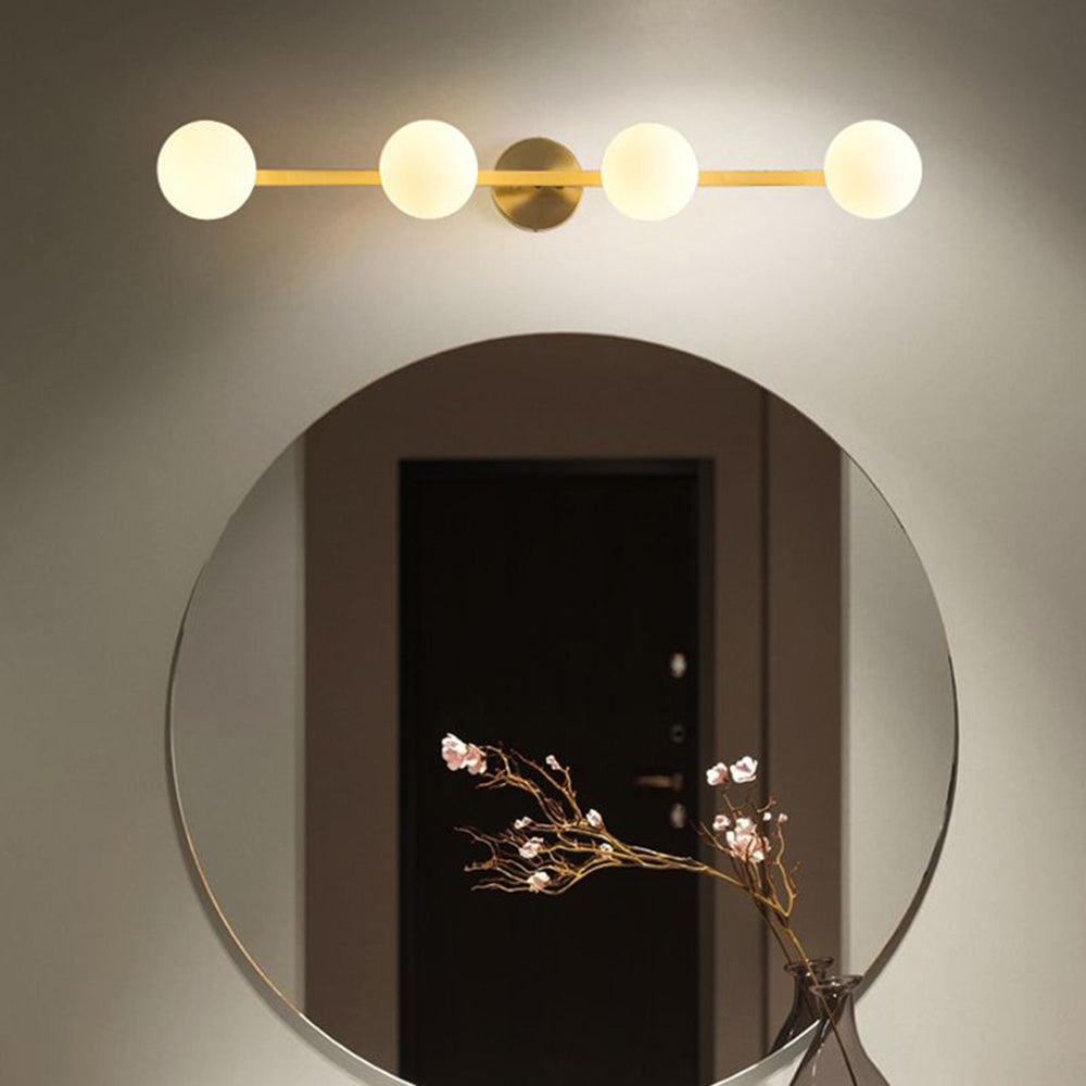Valentina Retro Globe Linear Metal/Glass Wall Lamp, Gold, Bathroom