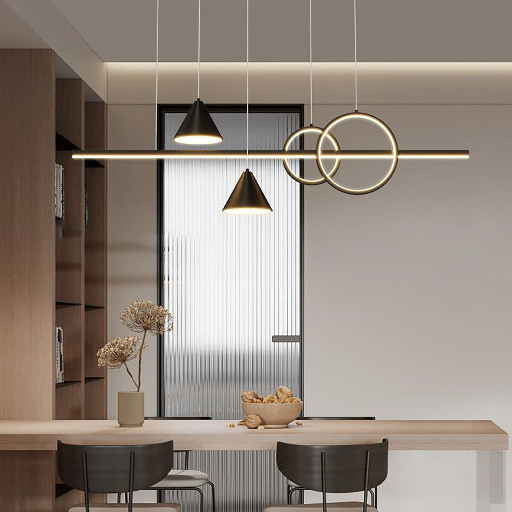 Arisha Contemporary Geometric Style Linear Metal Pendant Light White/Black