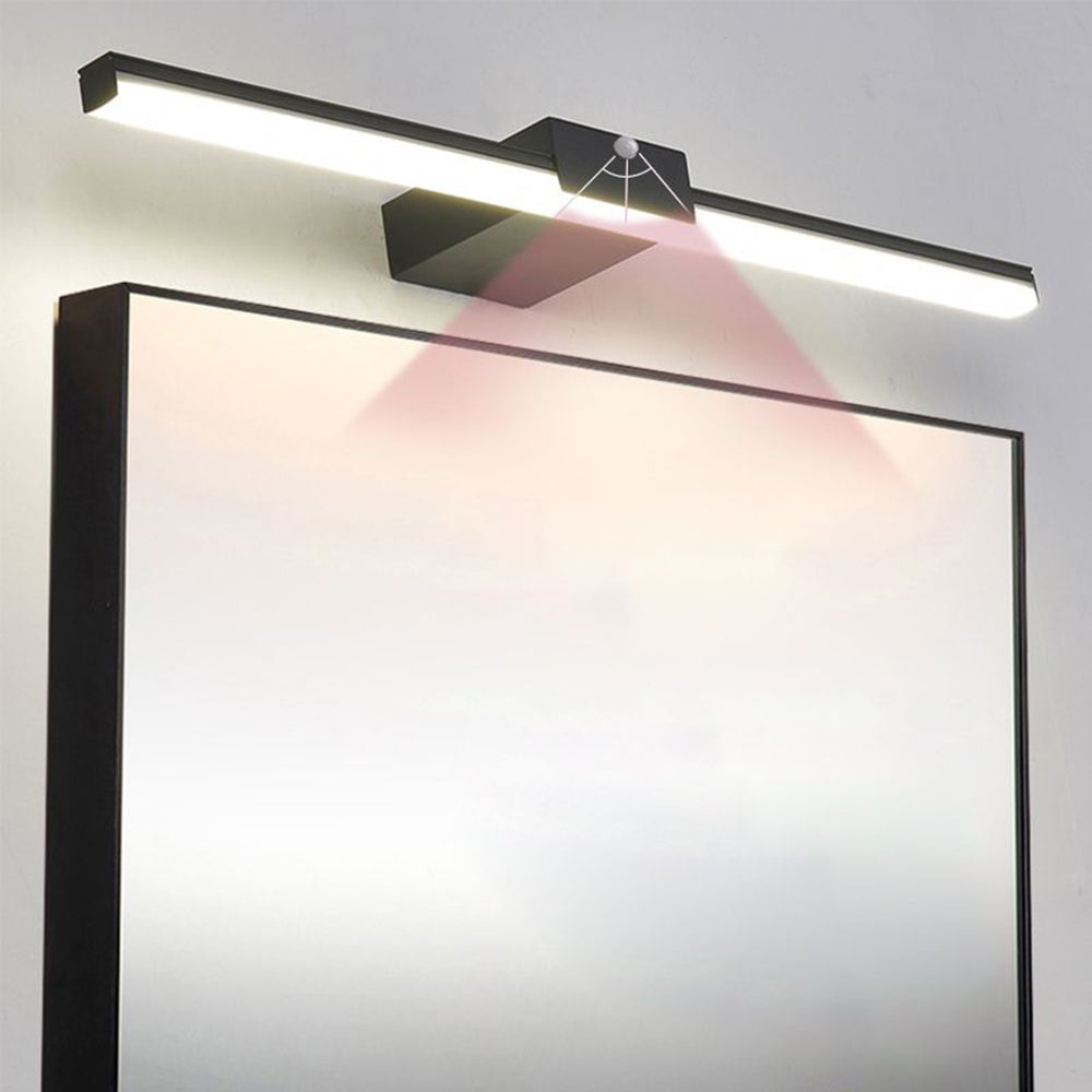 Arisha Minimalist Linear Metal Wall Lamp, Black/White, Bathroom