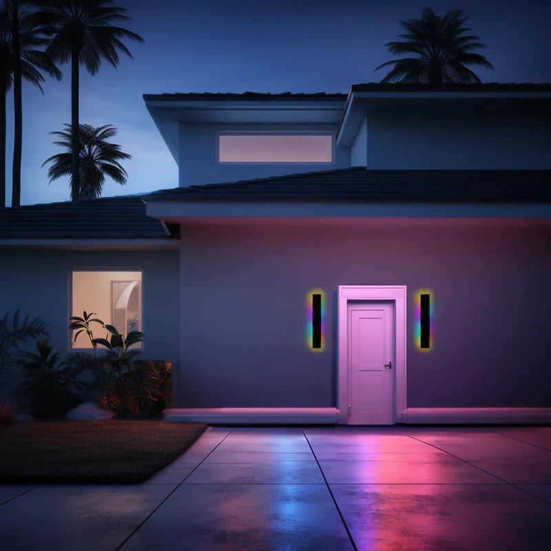 Elune Wall Light Outdoor LED Waterproof Minimalist Metal Cour - 30 Cm - RGB