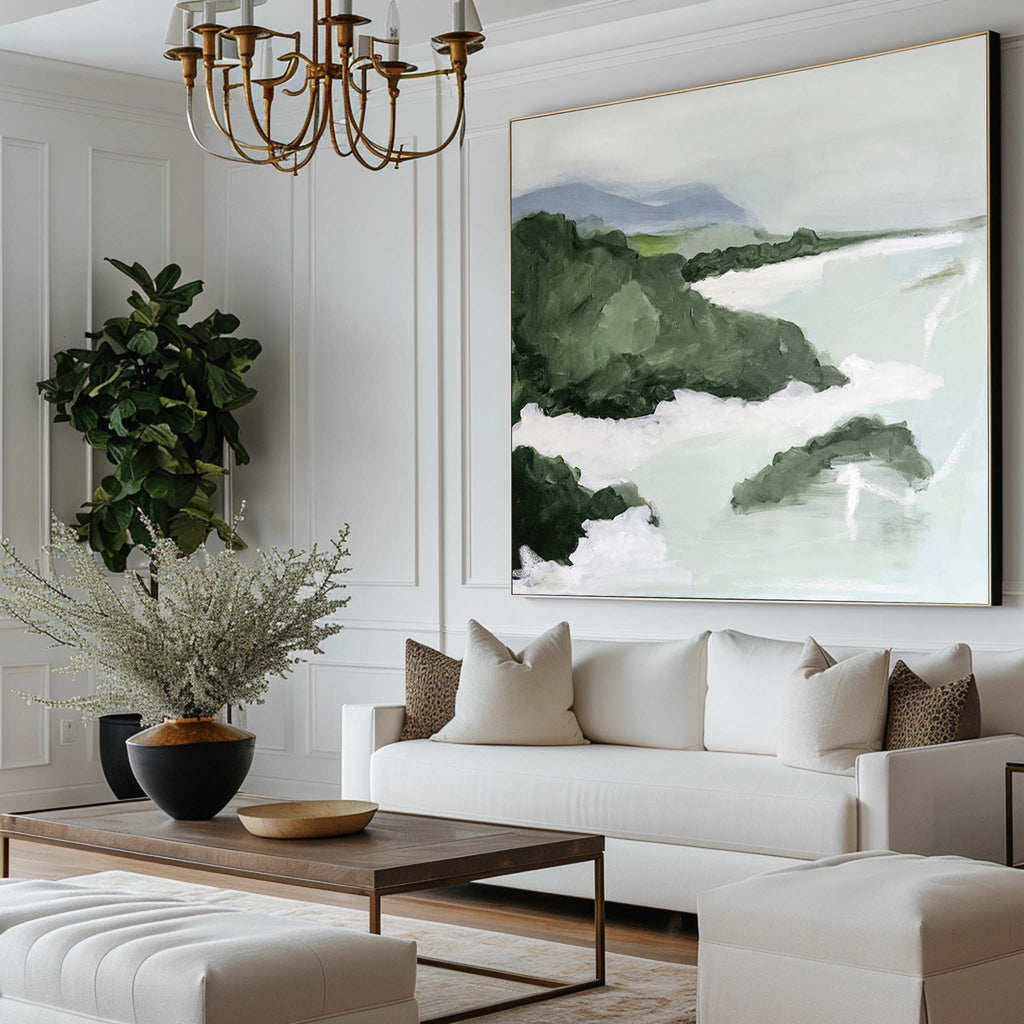 Coastal Green Landscape Oil Painting
