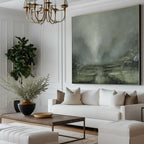 Misty Sage Green Landscape Painting