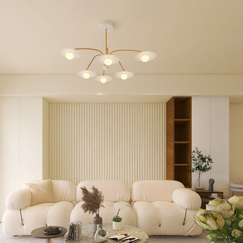 Arisha Minimalist Blown Metal Pendant Light, White/Gold