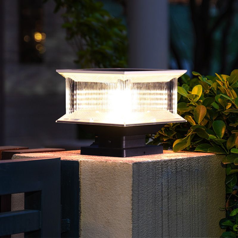 Ray Contemporary LED Rectangular Metal Outdoor Lamp, Black