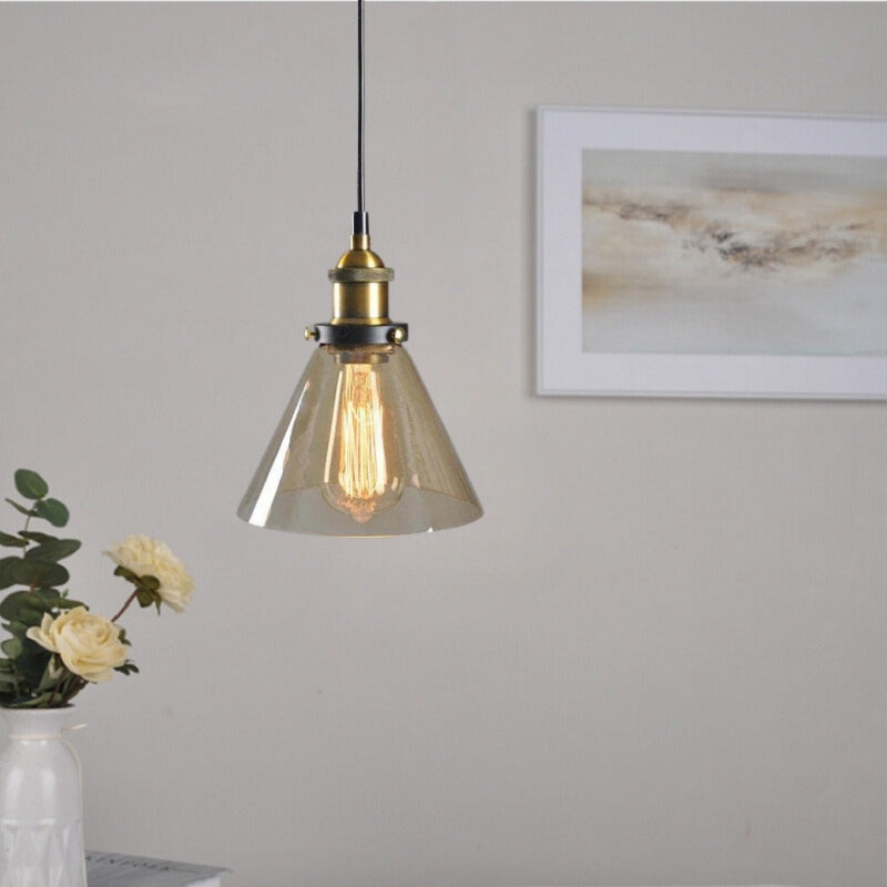 June Industrial Glass Pendant Light Clear/Amber/Smoke Grey