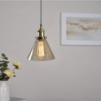 June Industrial Glass Pendant Light Clear/Amber/Smoke Grey