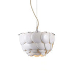 Arisha Wihte Art Deco Chandelier Light Fixture, Ceramic Leaf & Metal