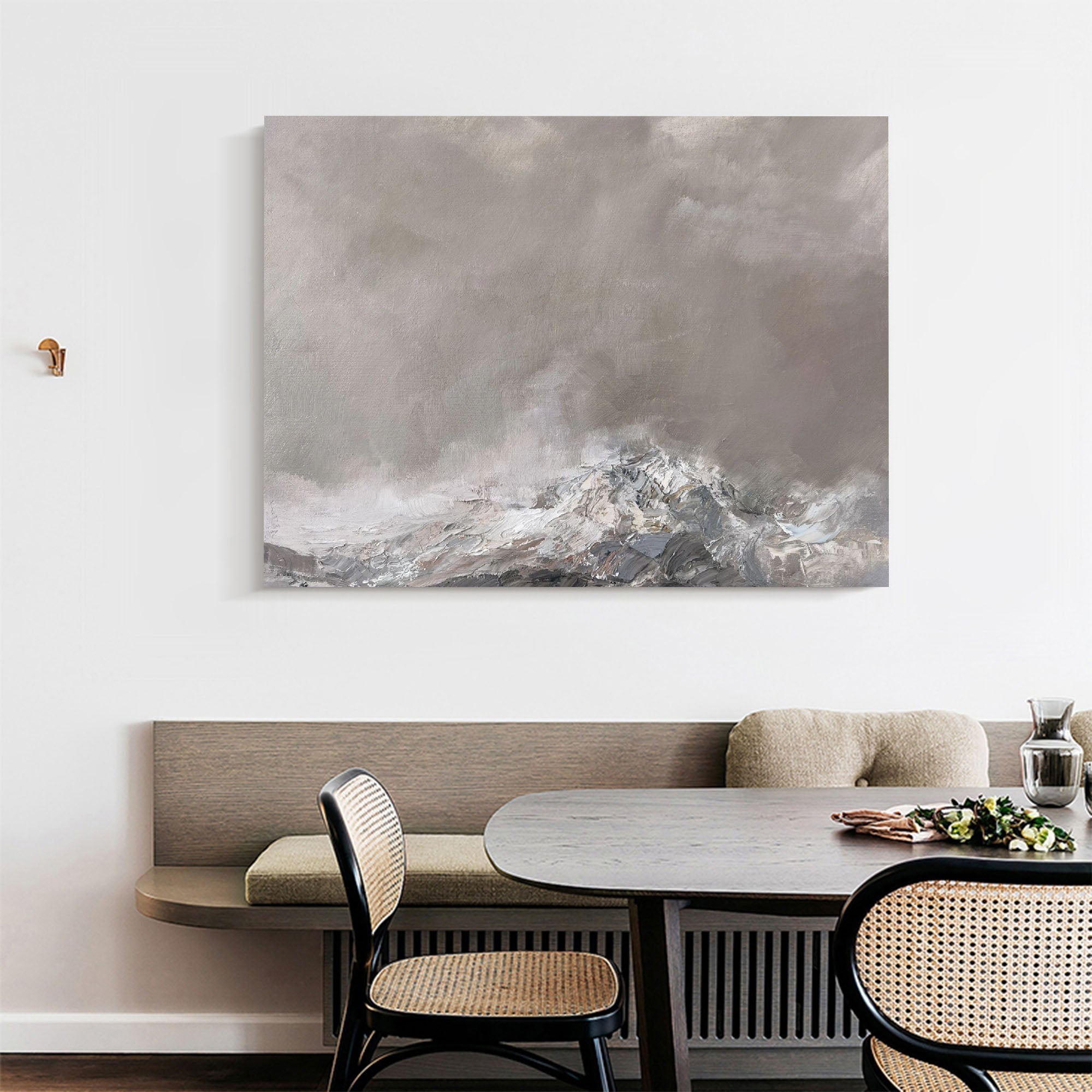 Monochrome Mountain Landscape Abstract Painting