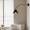 Epoch Retro Wall Lamp with Swing Arm, Metal, Black & Gold