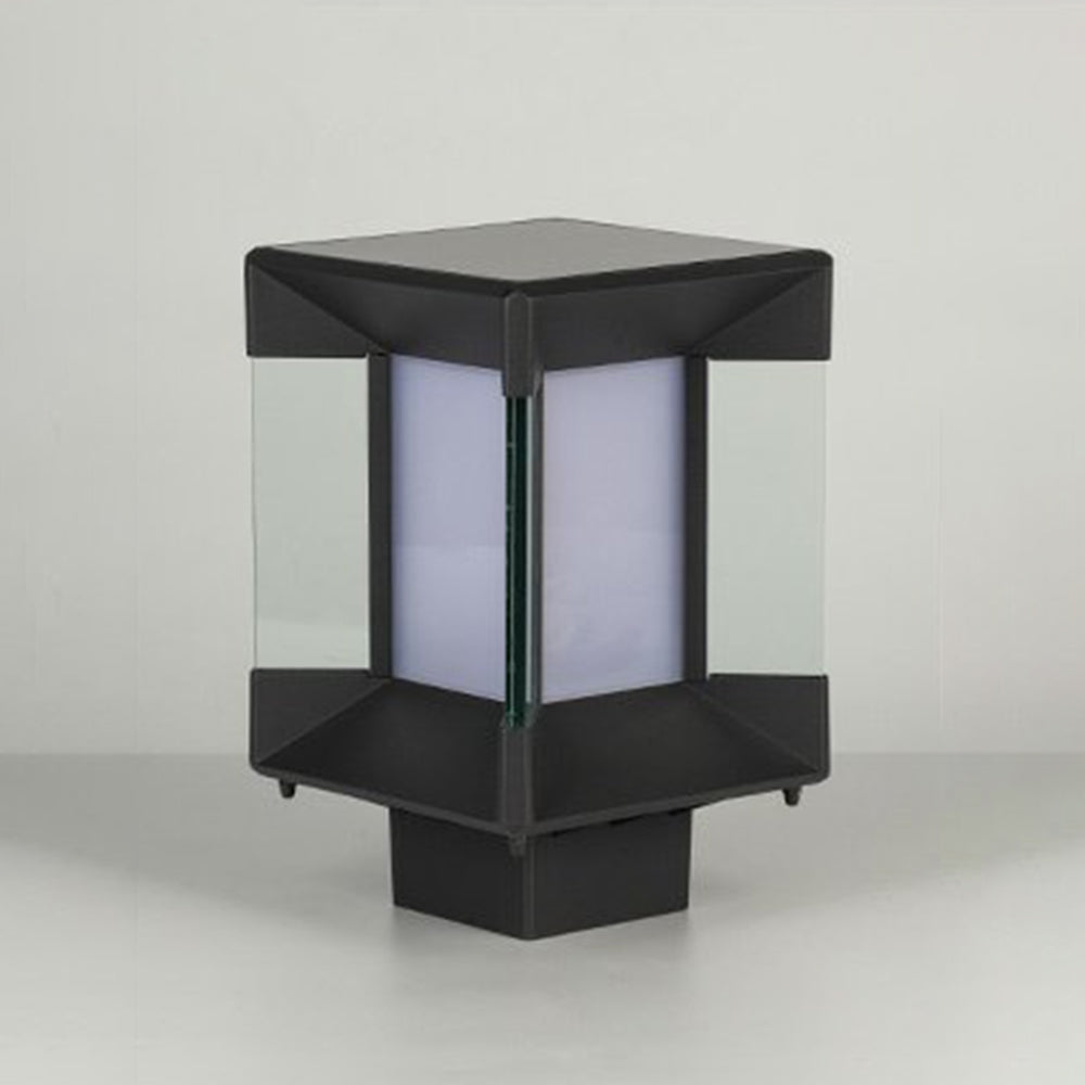 Ray Modern Rectangular Metal Glass Outdoor Lamp, Black/Black-Gold