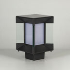 Ray Modern Rectangular Metal Glass Outdoor Lamp, Black/Black-Gold