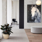 Nocturnal White Horse Portrait Painting