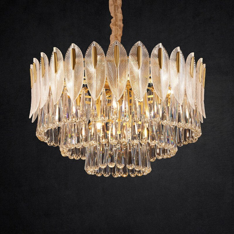 Arisha Luxury Feather Crystal Chandelier, Living Room