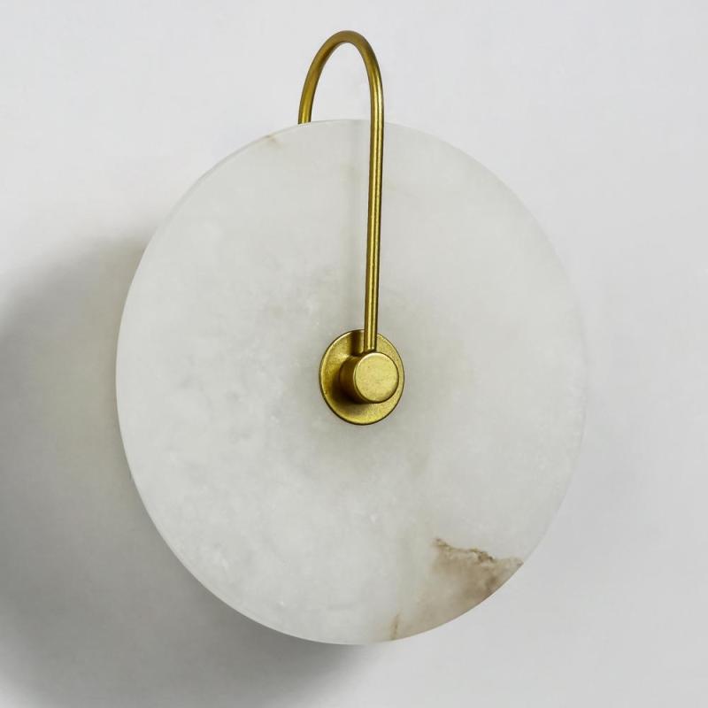 Arisha Round Bedside Wall Light, Artificial Marble, Gold & Black
