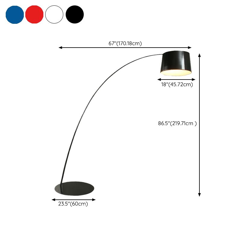 Eryn Floor Lamp Cool Modern, Metal Arc, Black/White/Red/Blue, Bedroom
