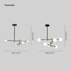Valentina Nordic Spherical Bubble Metal/Glass Chandelier, Black/Gold