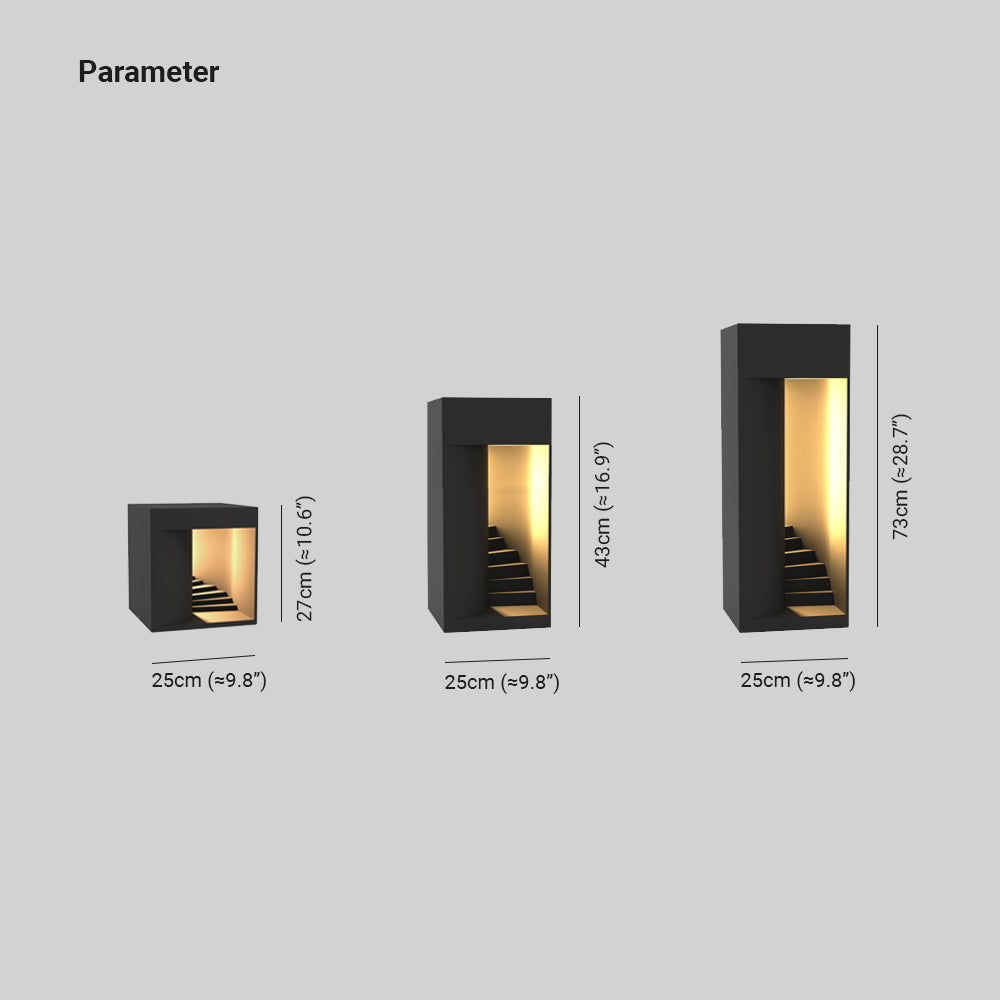 Ray Minimalist Waterproof Cuboid Rechargeable/Solar Lamp de Table, Black/White