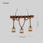 Silva Vintage 3 Heads Wood Rope Pendant Light