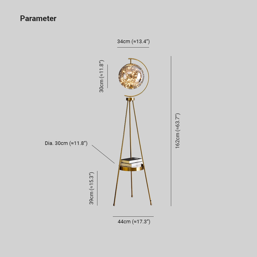Kady Modern Starry Globe Glass Floor Lamp, Gold