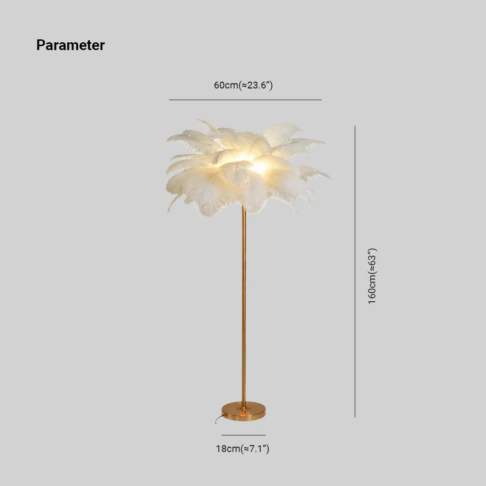 O'Moore Modern Natural Ostrich Feather Gold-plated Floor Lamp