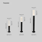Ray Metal Cylindrical Outdoor Path Light, Black