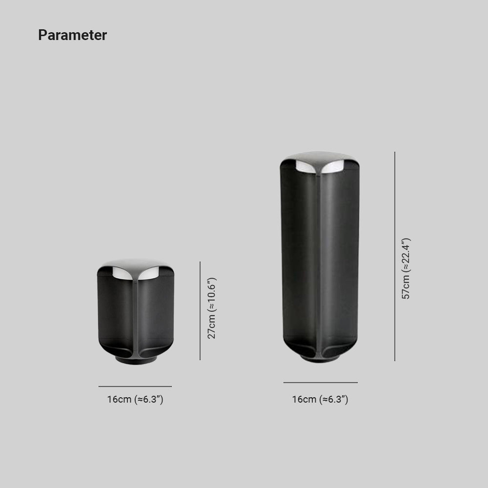 Ray Minimalist Cylinder Outdoor Floor Lamp, Metal/Glass, Black