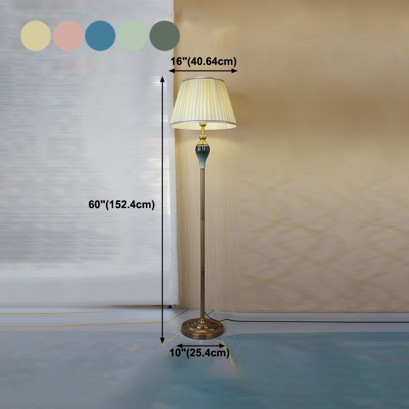 Eryn Antique Floor Lamp, Multi Colors, Metal/Fabric, Bedroom