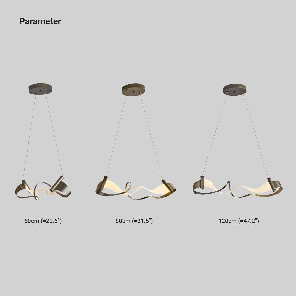 Arisha Metal Gold Pendant Light, Wavy Shape