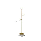 Valentina Modern Globe Brass/Glass Floor Lamp, 3 Heads