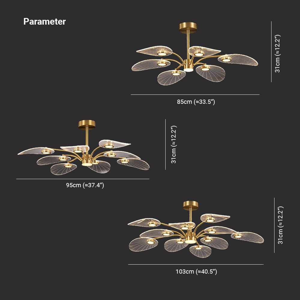 Arisha Art Deco Leaf Metal/ Chandelier, Gold