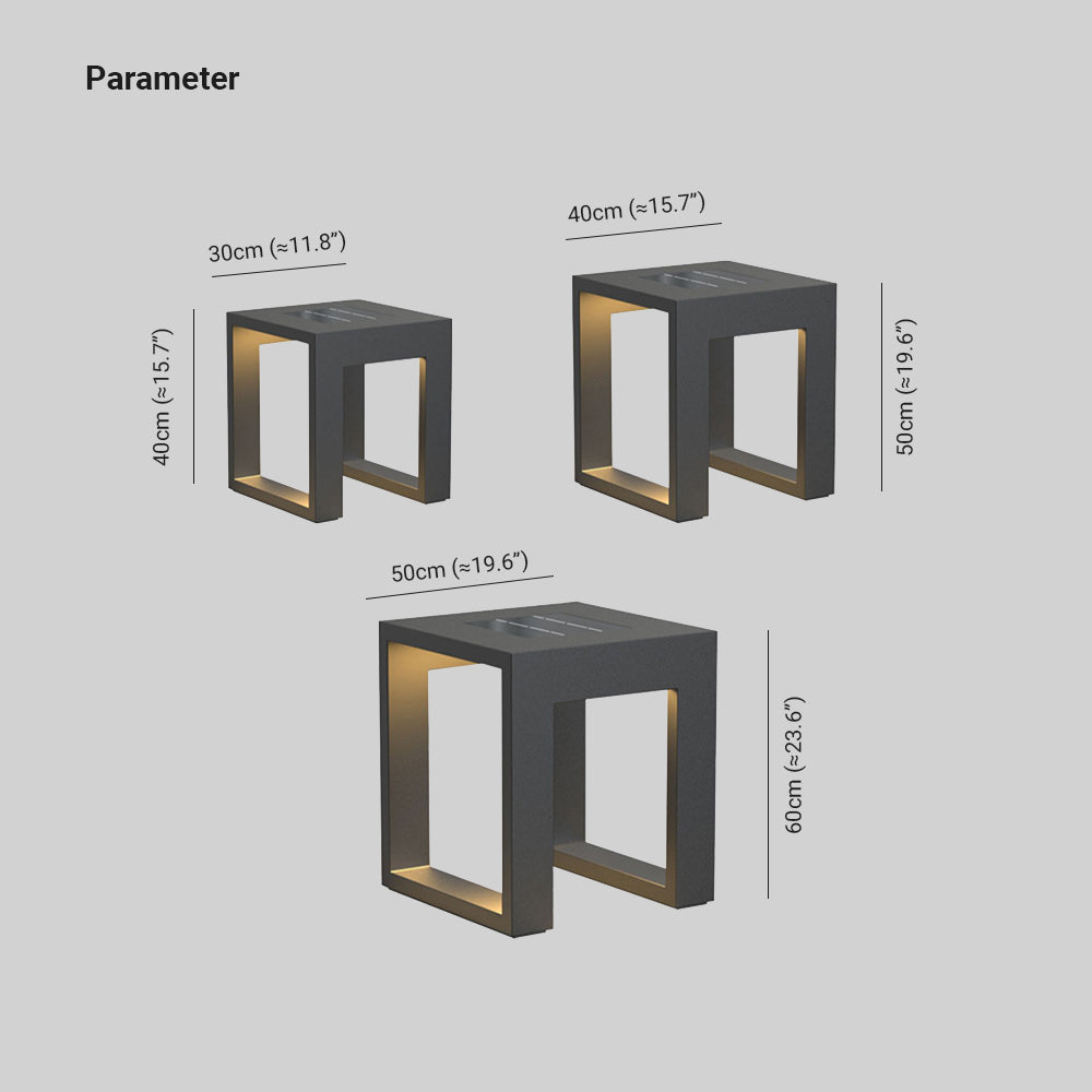 Ray Simple Hollow Cube Metal/ Outdoor Floor Lamp, Black